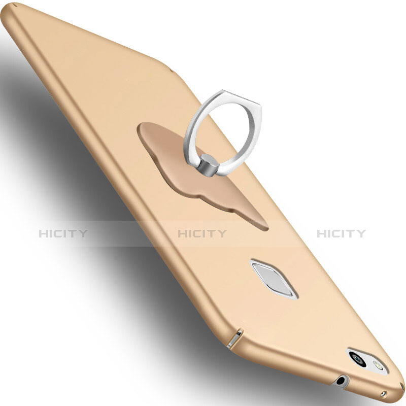 Custodia Plastica Rigida Opaca con Anello Supporto C01 per Huawei P10 Lite Oro