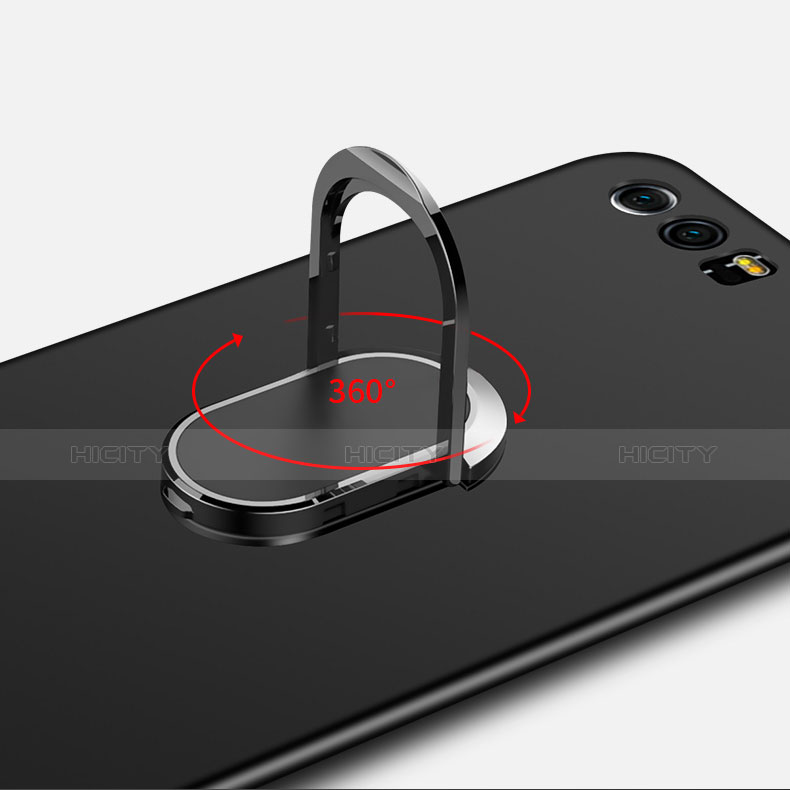 Custodia Plastica Rigida Opaca con Anello Supporto e Cordoncino per Huawei Honor 9 Premium Nero