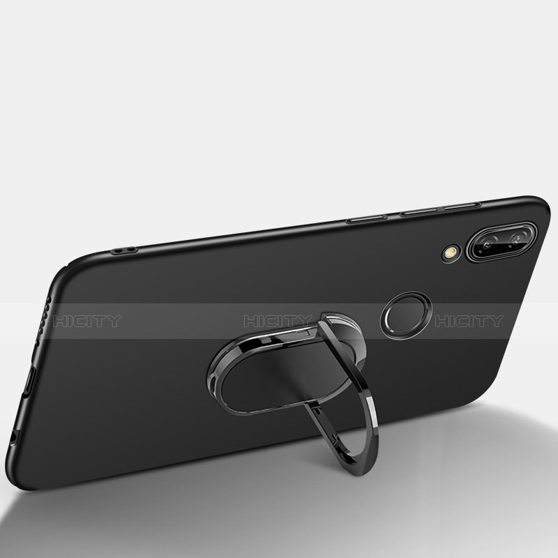 Custodia Plastica Rigida Opaca con Anello Supporto e Cordoncino per Huawei P20 Lite Nero