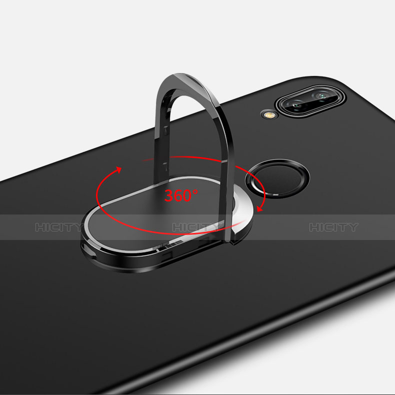 Custodia Plastica Rigida Opaca con Anello Supporto e Cordoncino per Huawei P20 Lite Nero