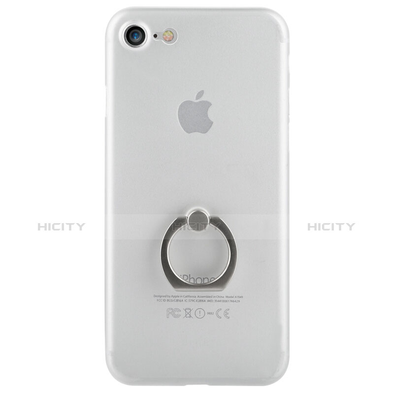 Custodia Plastica Rigida Opaca con Anello Supporto F01 per Apple iPhone 7 Bianco