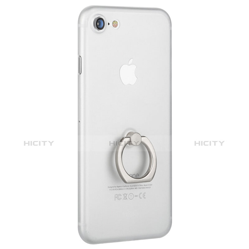 Custodia Plastica Rigida Opaca con Anello Supporto F01 per Apple iPhone 8 Bianco