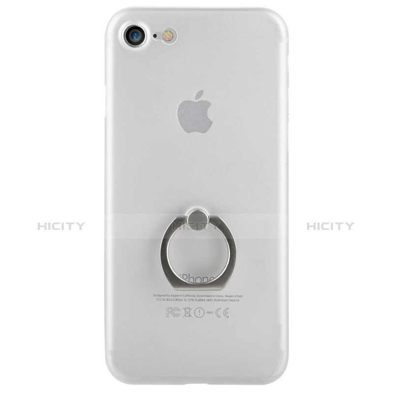 Custodia Plastica Rigida Opaca con Anello Supporto F01 per Apple iPhone 8 Bianco