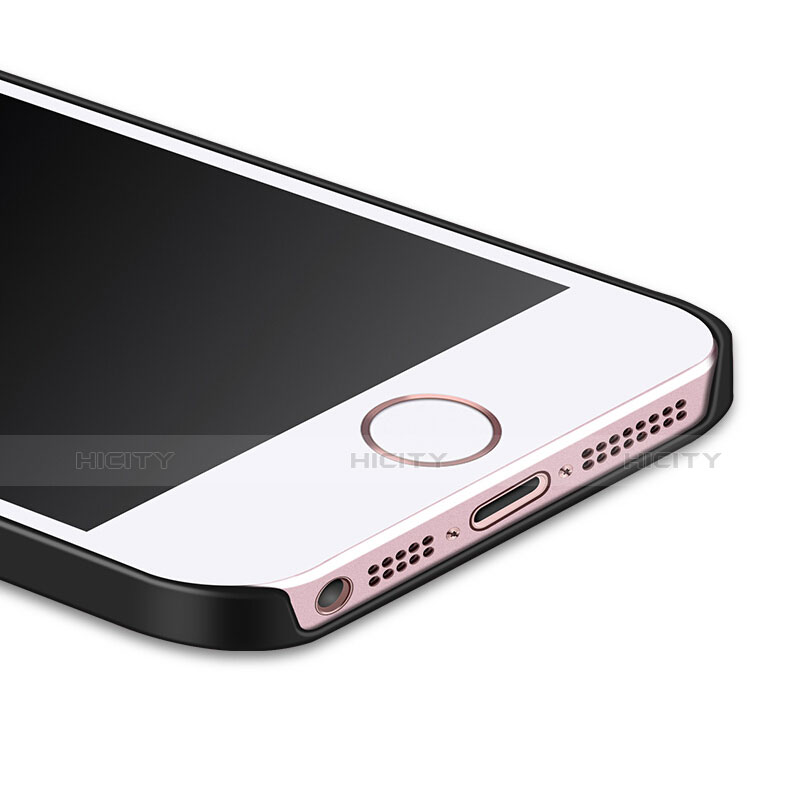 Custodia Plastica Rigida Opaca con Anello Supporto per Apple iPhone 5 Nero