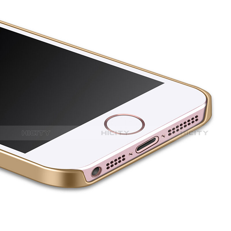 Custodia Plastica Rigida Opaca con Anello Supporto per Apple iPhone 5 Oro