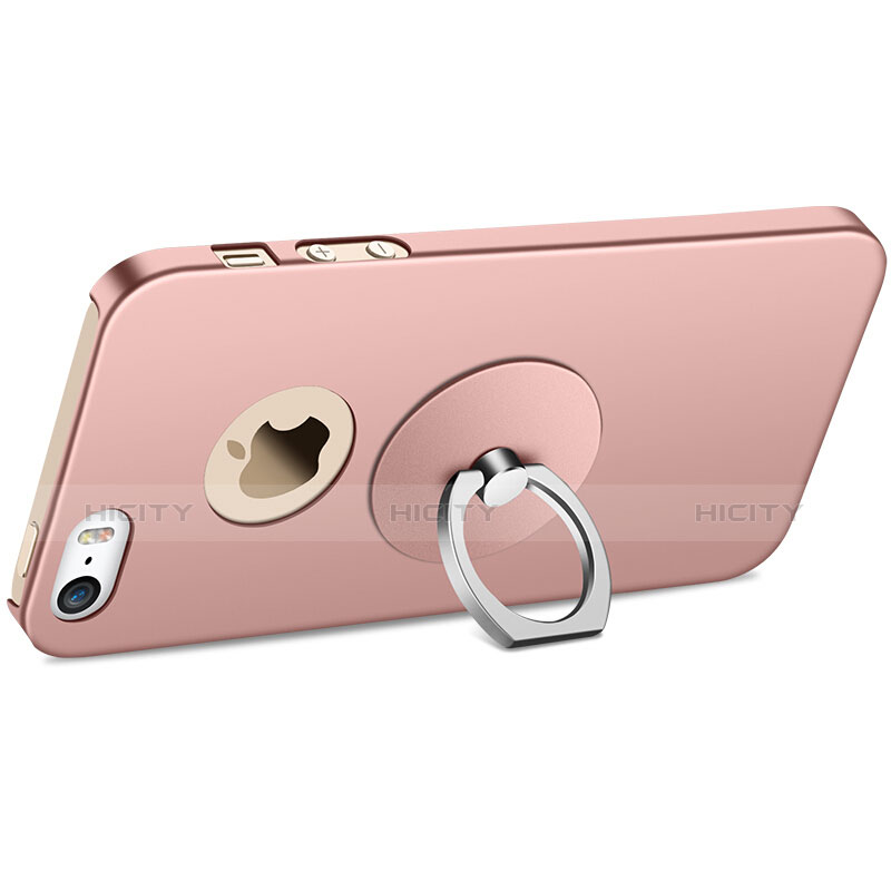 Custodia Plastica Rigida Opaca con Anello Supporto per Apple iPhone 5S Rosa