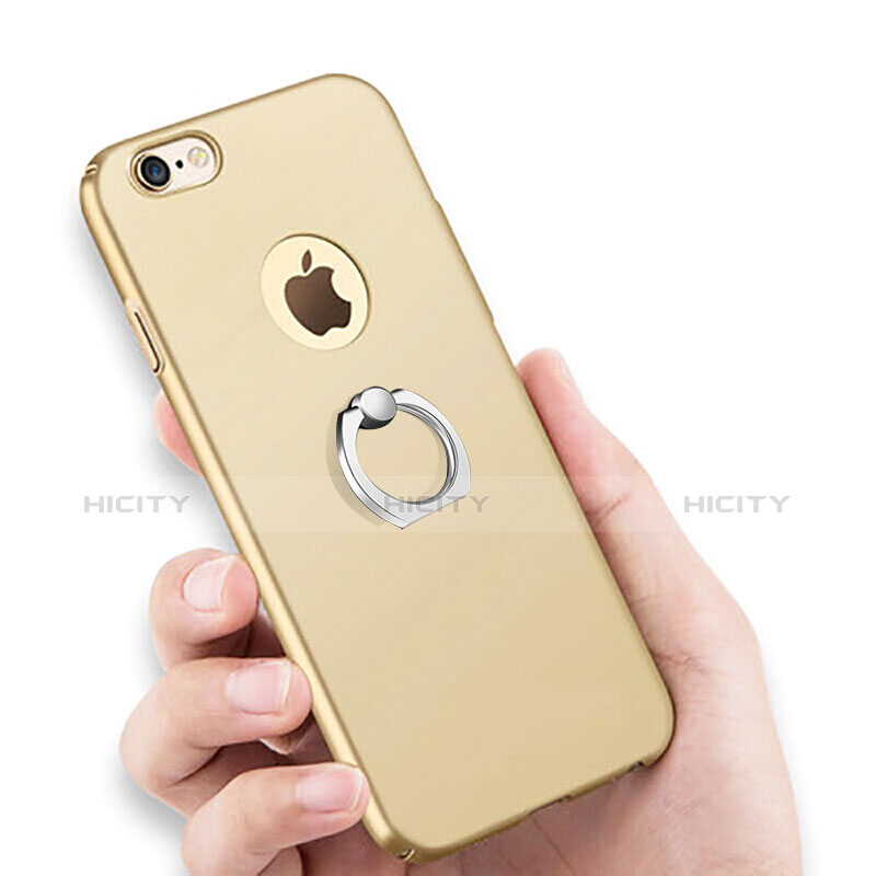 Custodia Plastica Rigida Opaca con Anello Supporto per Apple iPhone 6 Oro