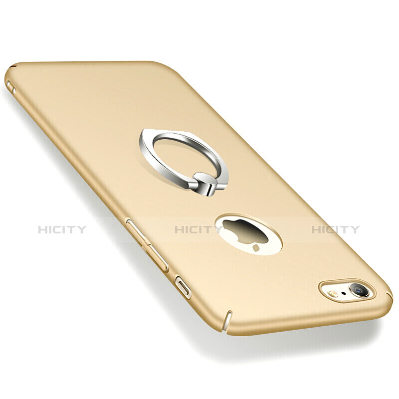 Custodia Plastica Rigida Opaca con Anello Supporto per Apple iPhone 6 Oro