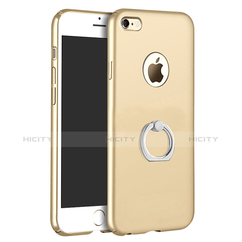 Custodia Plastica Rigida Opaca con Anello Supporto per Apple iPhone 6 Oro