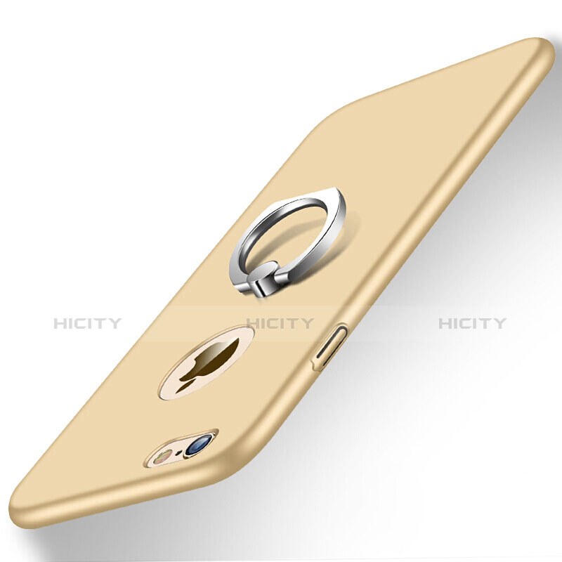 Custodia Plastica Rigida Opaca con Anello Supporto per Apple iPhone 6S Oro