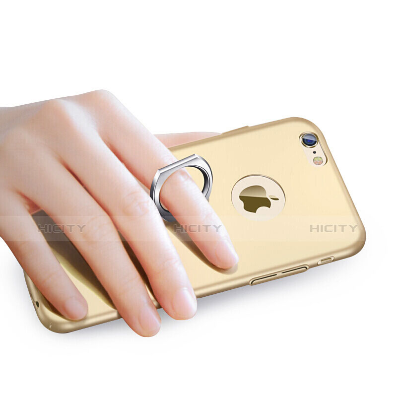 Custodia Plastica Rigida Opaca con Anello Supporto per Apple iPhone 6S Oro