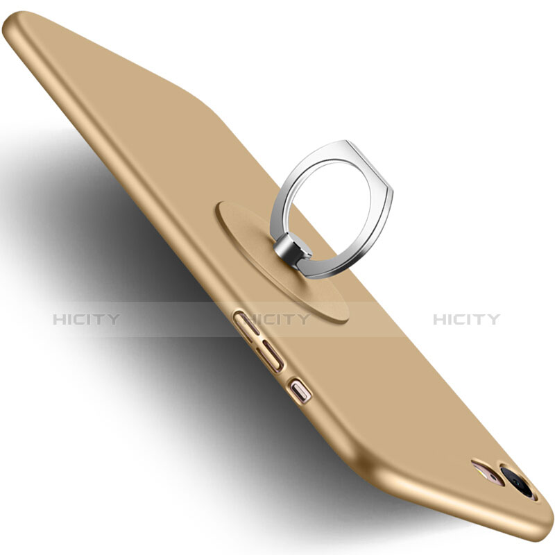 Custodia Plastica Rigida Opaca con Anello Supporto per Apple iPhone 7 Oro