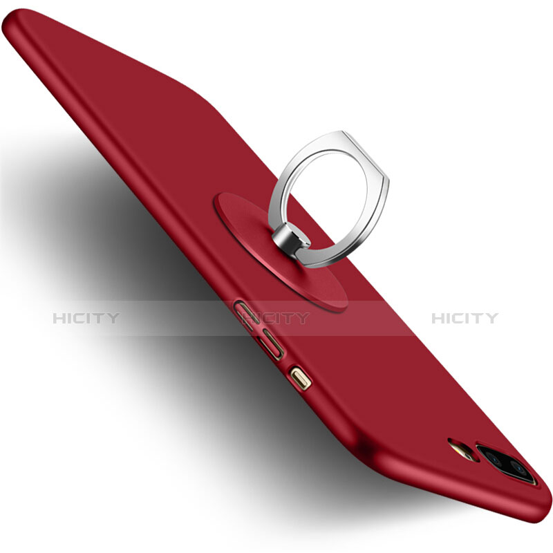 Custodia Plastica Rigida Opaca con Anello Supporto per Apple iPhone 8 Plus Rosso