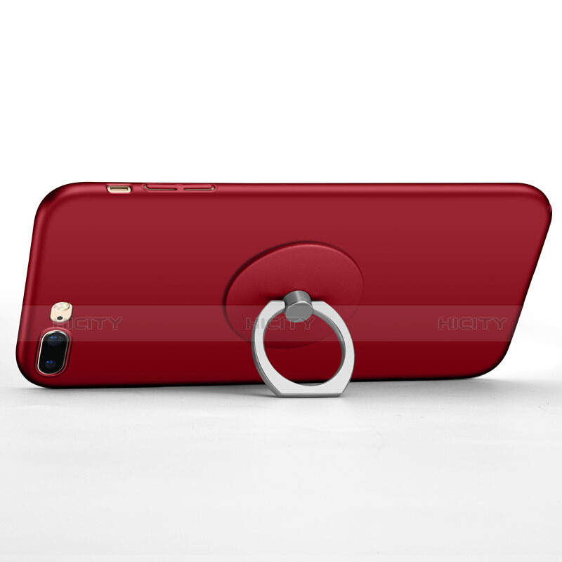 Custodia Plastica Rigida Opaca con Anello Supporto per Apple iPhone 8 Plus Rosso