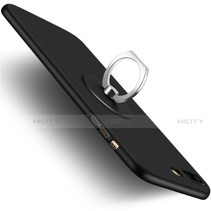 Custodia Plastica Rigida Opaca con Anello Supporto per Apple iPhone SE (2020) Nero