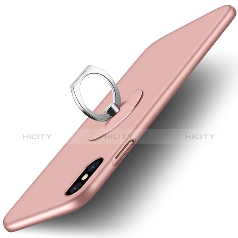 Custodia Plastica Rigida Opaca con Anello Supporto per Apple iPhone Xs Max Rosa
