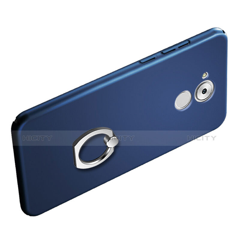 Custodia Plastica Rigida Opaca con Anello Supporto per Huawei Enjoy 6S Blu
