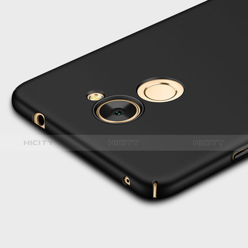 Custodia Plastica Rigida Opaca con Anello Supporto per Huawei Enjoy 7 Plus Nero