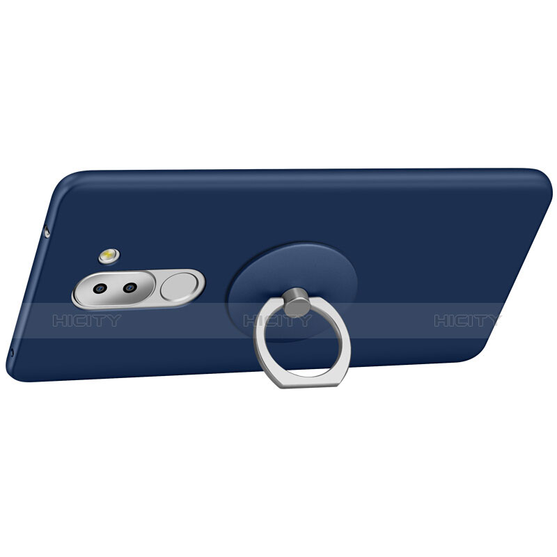 Custodia Plastica Rigida Opaca con Anello Supporto per Huawei GR5 (2017) Blu