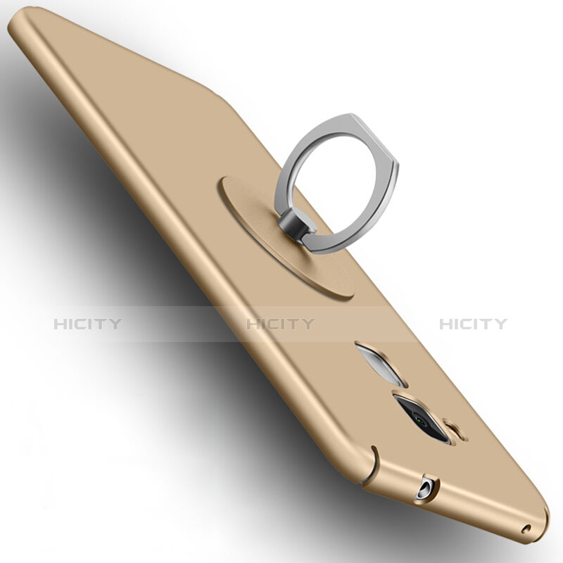 Custodia Plastica Rigida Opaca con Anello Supporto per Huawei GR5 Mini Oro