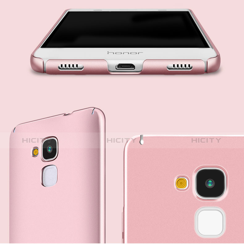 Custodia Plastica Rigida Opaca con Anello Supporto per Huawei GR5 Mini Oro Rosa