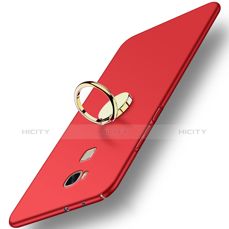 Custodia Plastica Rigida Opaca con Anello Supporto per Huawei GR5 Rosso
