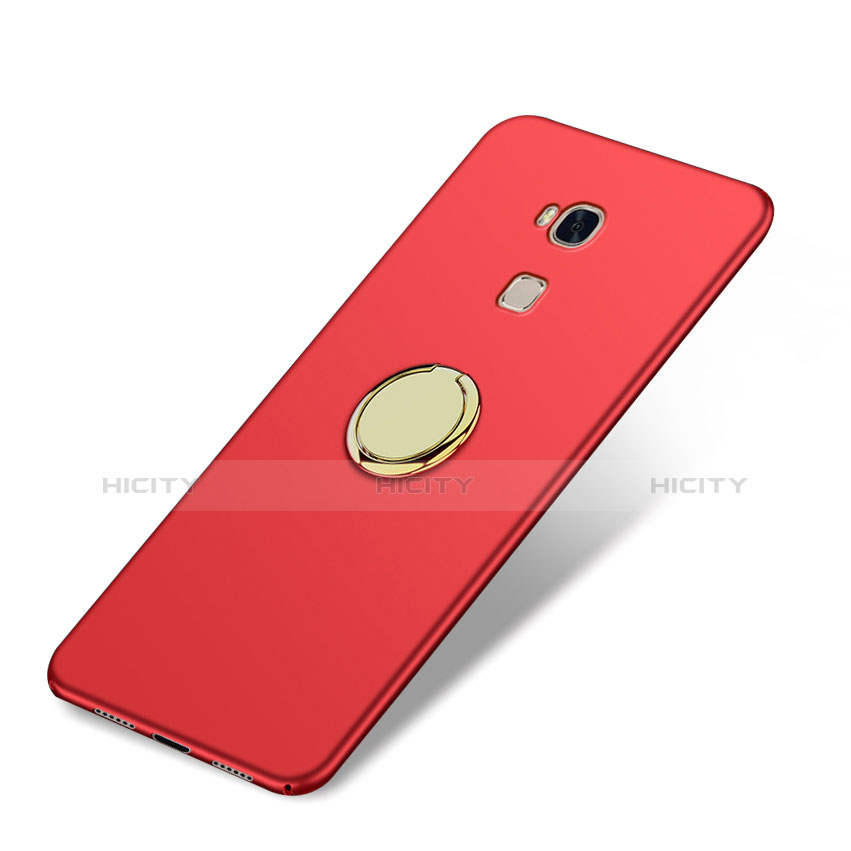 Custodia Plastica Rigida Opaca con Anello Supporto per Huawei GR5 Rosso