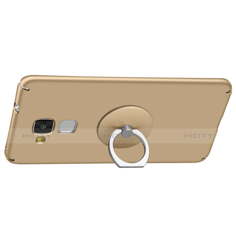 Custodia Plastica Rigida Opaca con Anello Supporto per Huawei Honor 5C Oro