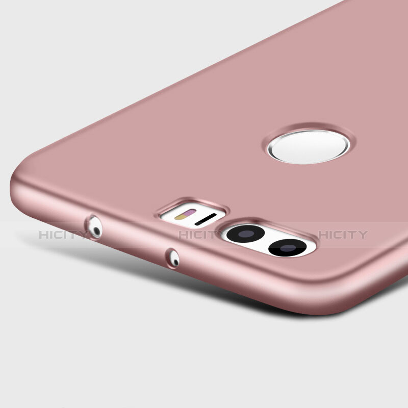 Custodia Plastica Rigida Opaca con Anello Supporto per Huawei Honor 8 Oro Rosa