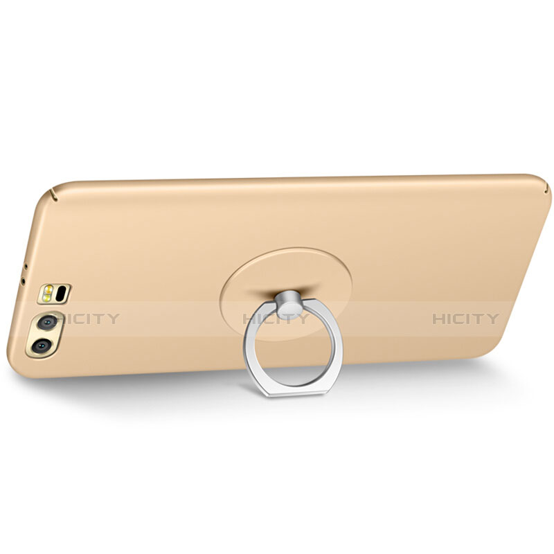 Custodia Plastica Rigida Opaca con Anello Supporto per Huawei Honor 9 Premium Oro