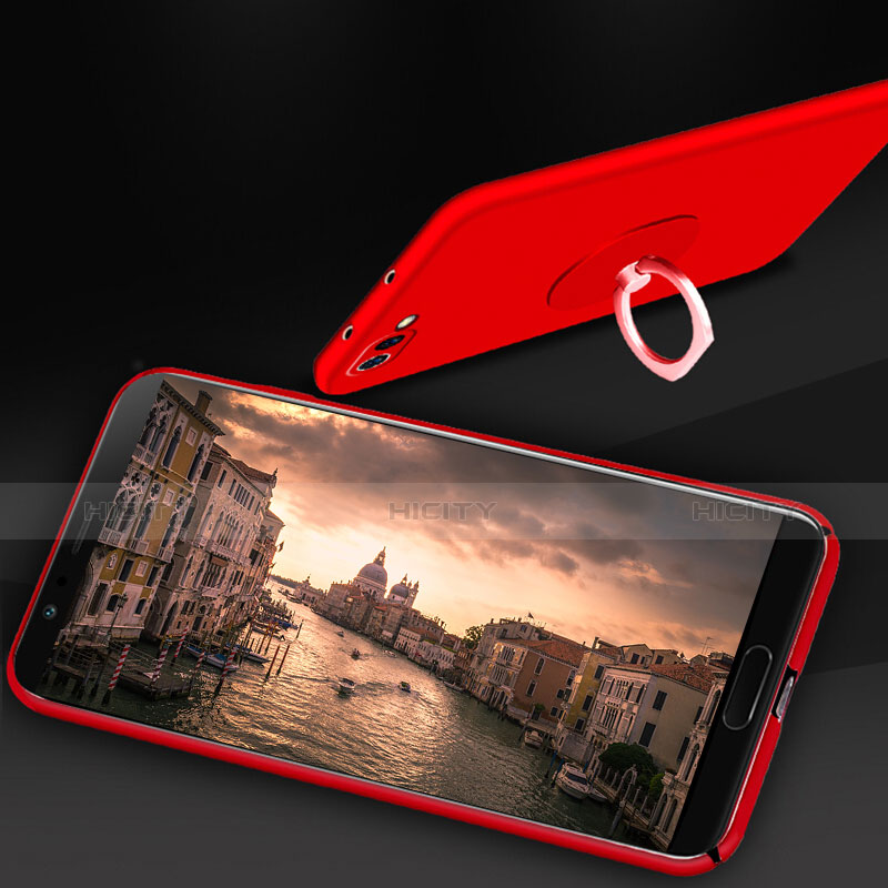 Custodia Plastica Rigida Opaca con Anello Supporto per Huawei Honor V10 Rosso