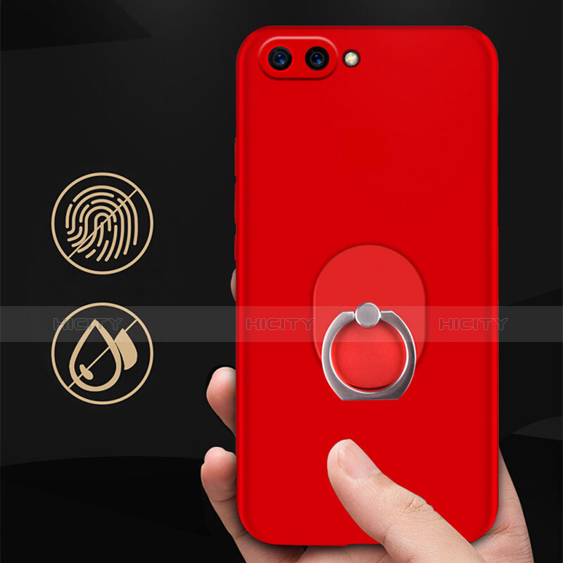 Custodia Plastica Rigida Opaca con Anello Supporto per Huawei Honor View 10 Rosso