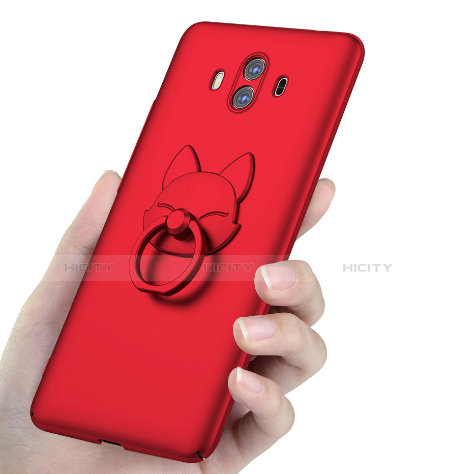 Custodia Plastica Rigida Opaca con Anello Supporto per Huawei Mate 10 Rosso