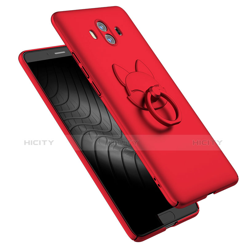 Custodia Plastica Rigida Opaca con Anello Supporto per Huawei Mate 10 Rosso
