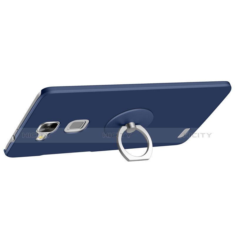 Custodia Plastica Rigida Opaca con Anello Supporto per Huawei Mate 7 Blu