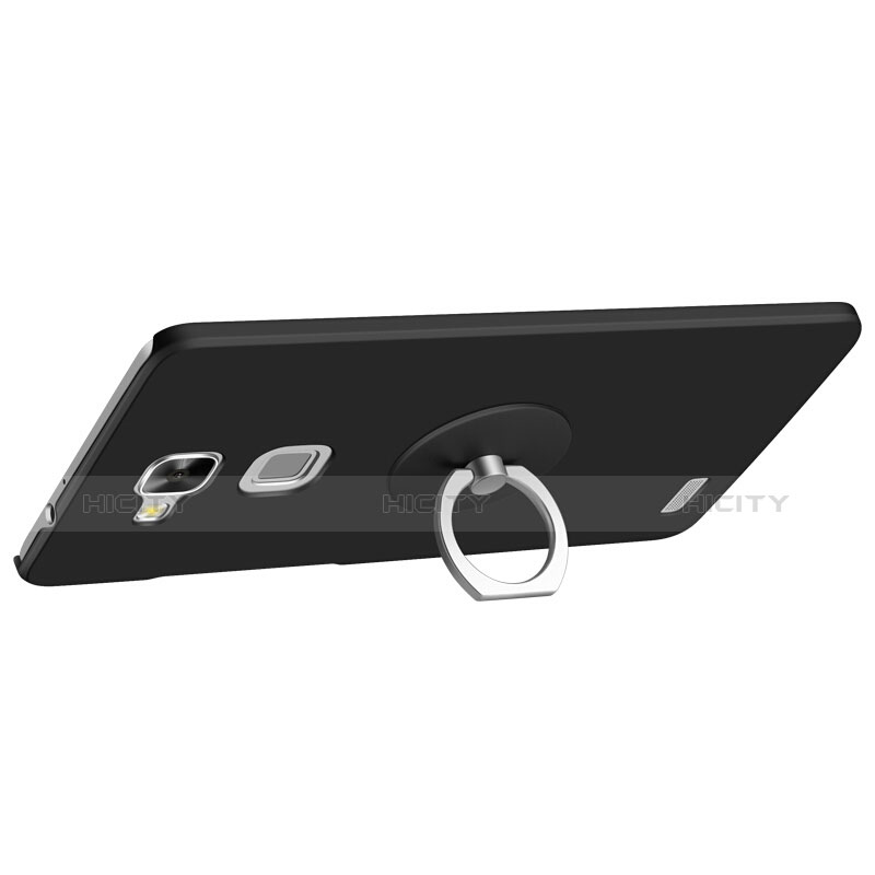 Custodia Plastica Rigida Opaca con Anello Supporto per Huawei Mate 7 Nero