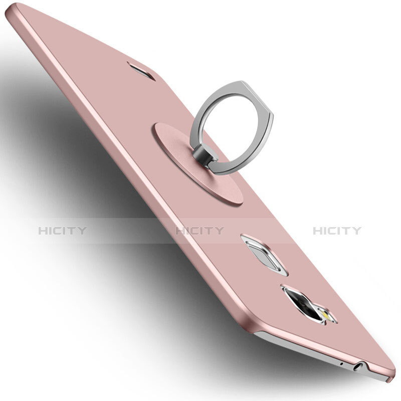 Custodia Plastica Rigida Opaca con Anello Supporto per Huawei Mate 7 Rosa