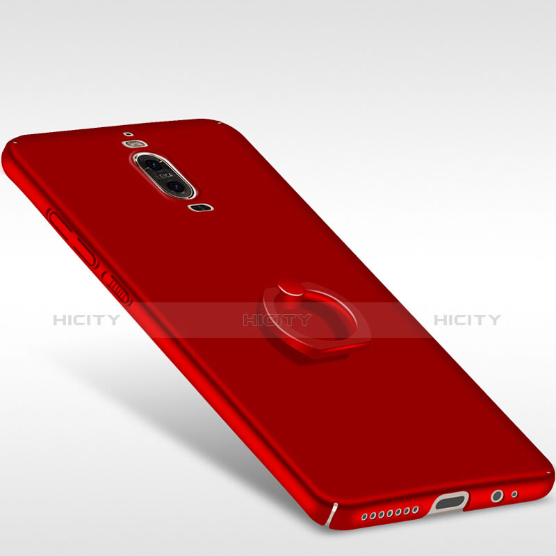 Custodia Plastica Rigida Opaca con Anello Supporto per Huawei Mate 9 Pro Rosso