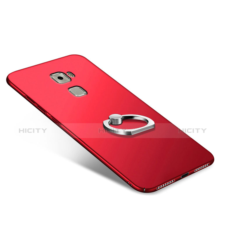 Custodia Plastica Rigida Opaca con Anello Supporto per Huawei Mate S Rosso