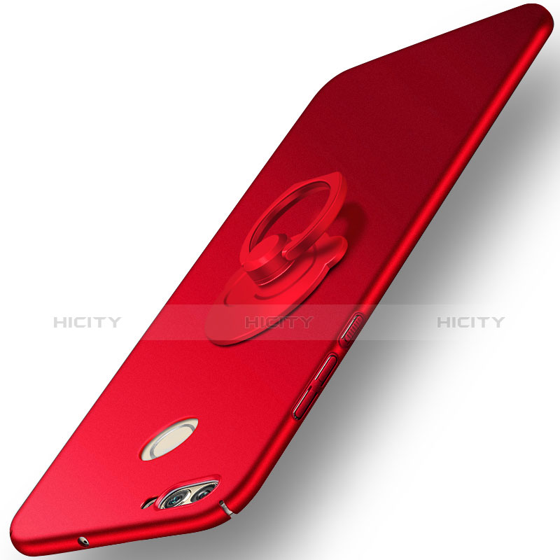 Custodia Plastica Rigida Opaca con Anello Supporto per Huawei Nova 2 Plus Rosso
