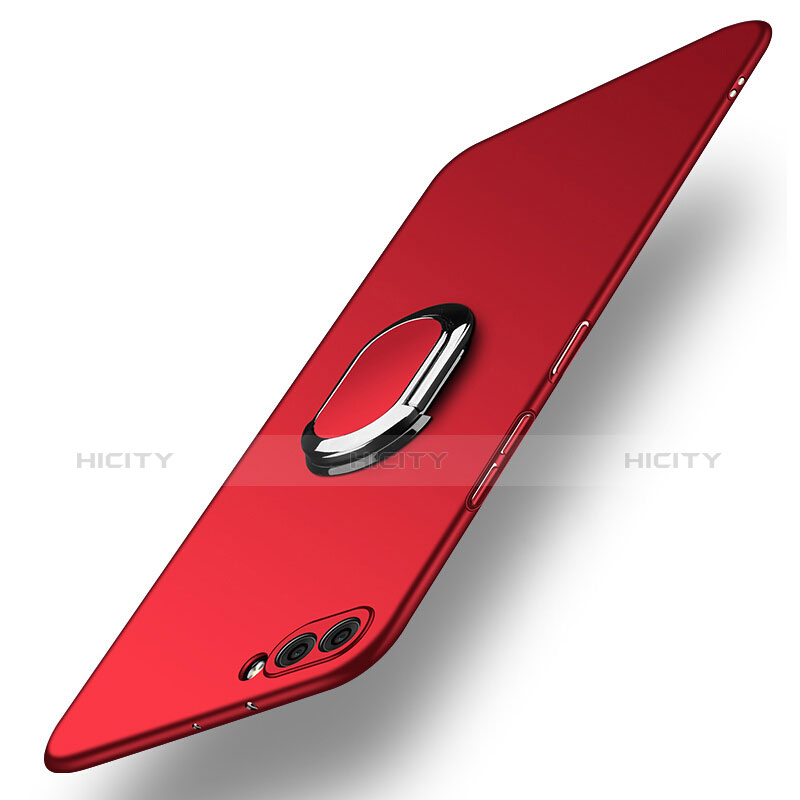 Custodia Plastica Rigida Opaca con Anello Supporto per Huawei Nova 2S Rosso