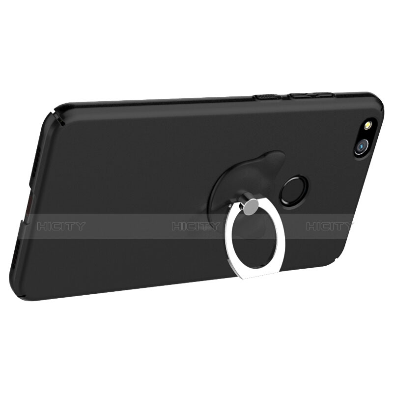 Custodia Plastica Rigida Opaca con Anello Supporto per Huawei Nova Lite Nero