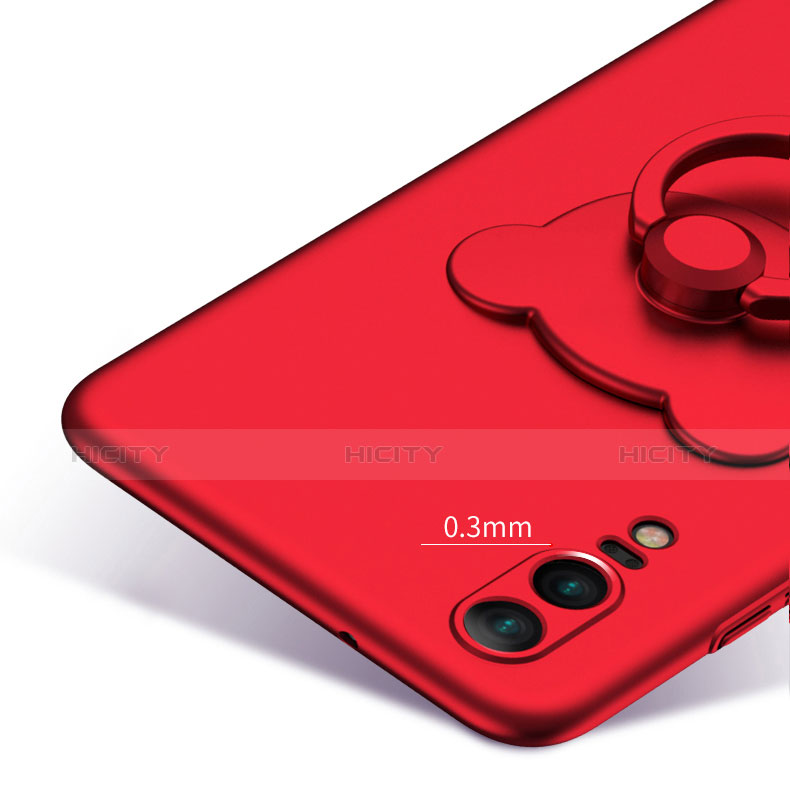 Custodia Plastica Rigida Opaca con Anello Supporto per Huawei P20 Rosso