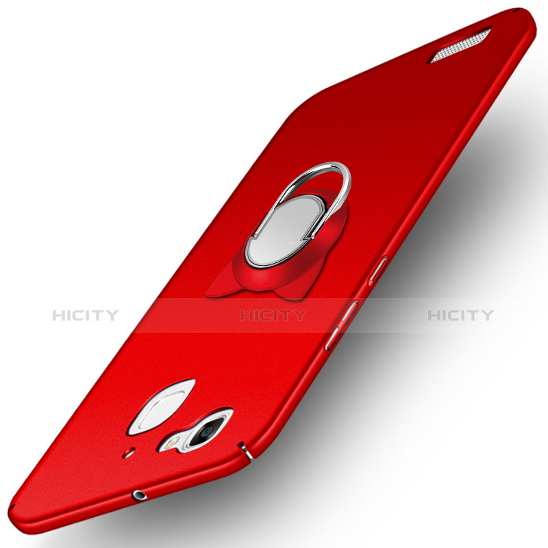 Custodia Plastica Rigida Opaca con Anello Supporto per Huawei P8 Lite Smart Rosso