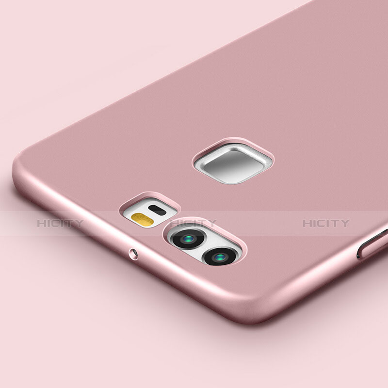 Custodia Plastica Rigida Opaca con Anello Supporto per Huawei P9 Oro Rosa