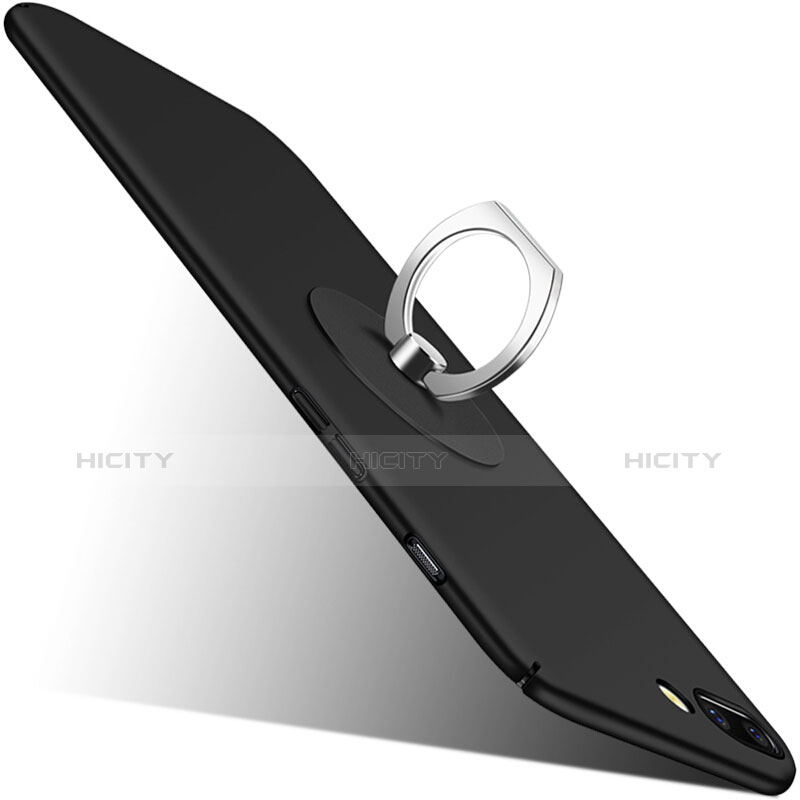 Custodia Plastica Rigida Opaca con Anello Supporto per OnePlus 5 Nero