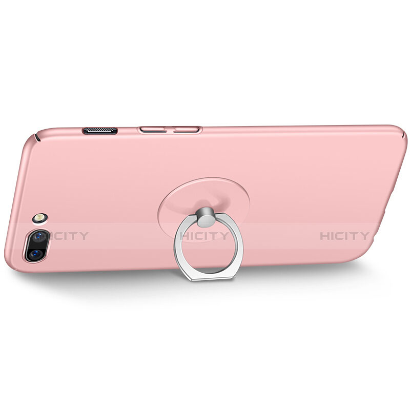 Custodia Plastica Rigida Opaca con Anello Supporto per OnePlus 5 Oro Rosa