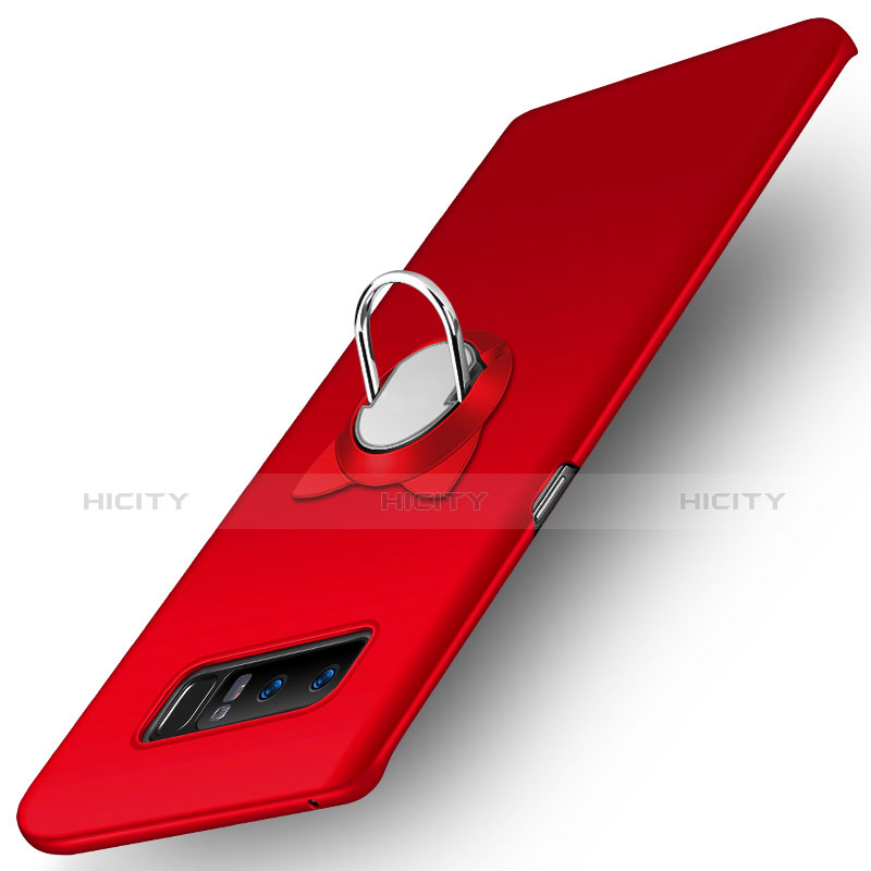 Custodia Plastica Rigida Opaca con Anello Supporto per Samsung Galaxy Note 8 Duos N950F Rosso