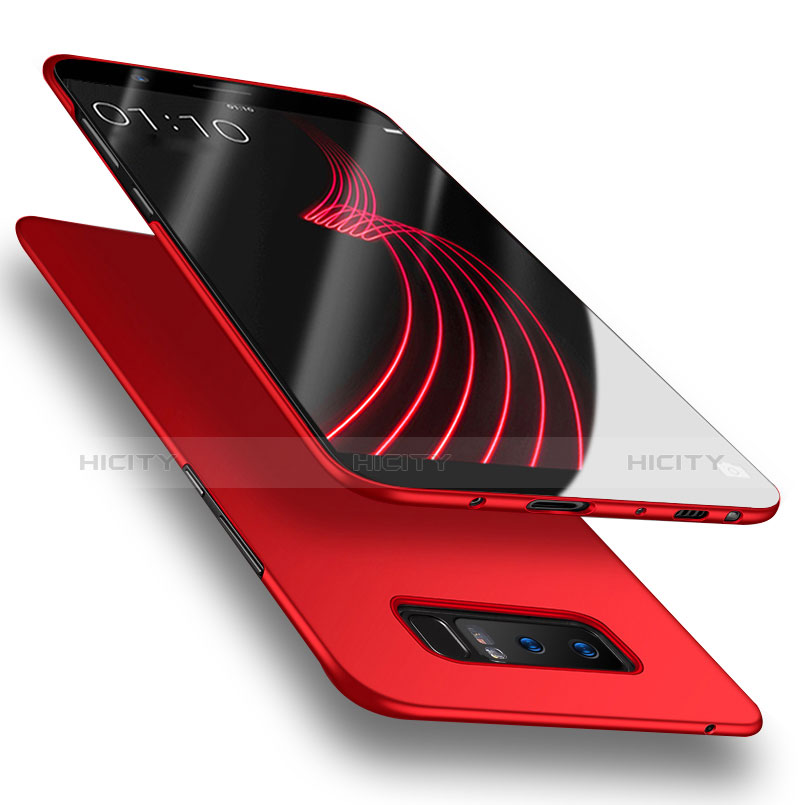 Custodia Plastica Rigida Opaca con Anello Supporto per Samsung Galaxy Note 8 Rosso