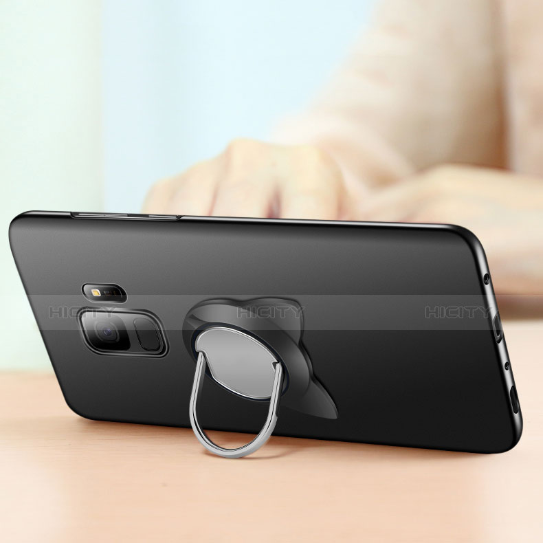 Custodia Plastica Rigida Opaca con Anello Supporto per Samsung Galaxy S9 Nero